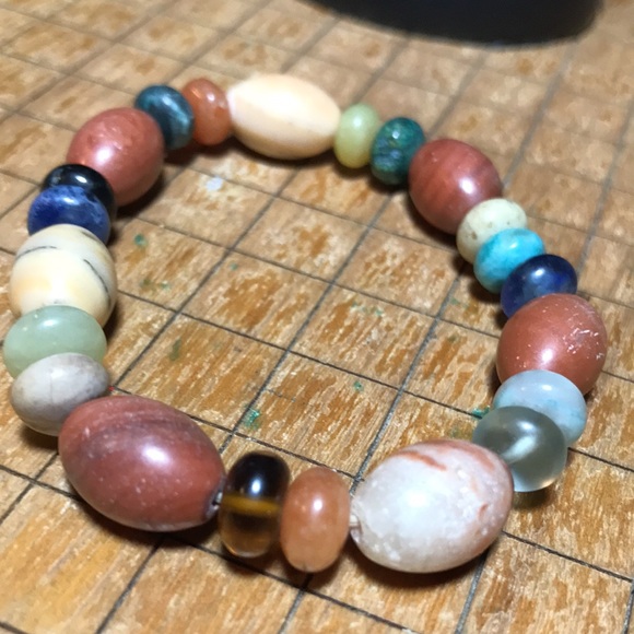 Semiprecious Natural Stone Crystal Mix Beaded Bracelet 7”L Stretchy Elastic EVC - Picture 11 of 13